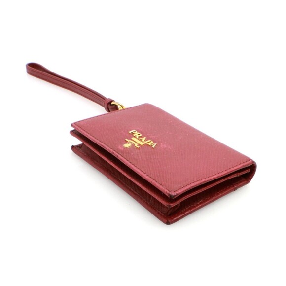 Prada Soffiano Red Leather Credit Card Holder With Hand Strap - Picture 4 of 7